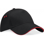 Casquette homme Ultimate à 5 panneaux sandwich contrasté B15C - Black / Classic Red personnalisable - Vue de face
