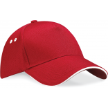 Casquette homme Ultimate à 5 panneaux sandwich contrasté B15C - Classic Red / White personnalisable - Vue de face