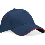 Casquette homme Ultimate à 5 panneaux sandwich contrasté B15C - French Navy / Classic Red personnalisable - Vue de face