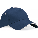 Casquette homme Ultimate à 5 panneaux sandwich contrasté B15C - French Navy / Putty personnalisable - Vue de face