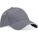 Casquette homme Ultimate à 5 panneaux sandwich contrasté B15C - Graphite Grey / Oyster Grey personnalisable - Vue de fac