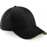 Casquette Athleisure - 6 panneaux B20 - Black / Lime Green personnalisable - Vue de face