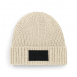 Bonnet tendance à patch B442R - Oatmeal / Black personnalisable - Vue de face