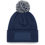 Bonnet à pompon patch Snowstar® B443 - French Navy / Light Grey personnalisable - Vue de face