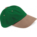 Casquette homme profil bas en coton brossé - 6 panneaux B57 - Forest Green / Taupe personnalisable - Vue de face