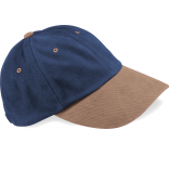 Casquette homme profil bas en coton brossé - 6 panneaux B57 - French Navy / Taupe personnalisable - Vue de face