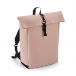 Sac à dos avec rabat roll-top en polyuréthane mat BG335 - Nude Pink personnalisable - Vue de face