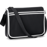 Sac messenger rétro BG71 - Black / White personnalisable - Vue de face