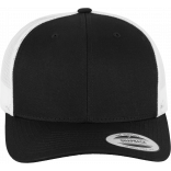 Casquette retro trucker bicolore FL6606T - Black / White personnalisable - Vue de face