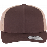 Casquette retro trucker bicolore FL6606T - BROWN / KHAKI personnalisable - Vue de face