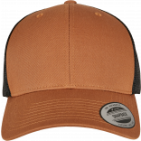 Casquette retro trucker bicolore FL6606T - Caramel / Black personnalisable - Vue de face