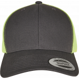 Casquette retro trucker bicolore FL6606T - Charcoal / Neon Green personnalisable - Vue de face