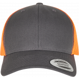 Casquette retro trucker bicolore FL6606T - Charcoal / Neon Orange personnalisable - Vue de face
