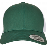 Casquette retro trucker bicolore FL6606T - Evergreen / White personnalisable - Vue de face
