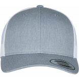Casquette retro trucker bicolore FL6606T - Heather / White personnalisable - Vue de face