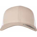 Casquette retro trucker bicolore FL6606T - Khaki / White personnalisable - Vue de face