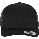 Casquette retro trucker FL6606 - BLACK personnalisable - Vue de face