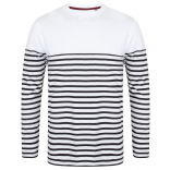 T-shirt breton à manches longues FR134 - White / Navy personnalisable - Vue de face