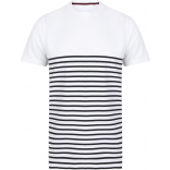 T-shirt breton à manches courtes FR135 - White / Navy personnalisable - Vue de face