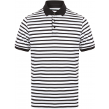 Polo jersey à rayures FR230 - White / Navy personnalisable - Vue de face