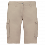 Bermuda léger multipoches femme K756 - Beige personnalisable - Vue de face