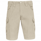 Bermuda multipoches K766 - Beige personnalisable - Vue de face