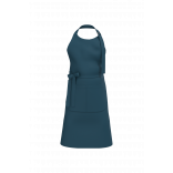 Tablier avec poche en coton Bio K8007 - Peacock Blue personnalisable - Vue de face