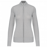 Cardigan zippé femme K962 - Grey Melange personnalisable - Vue de face