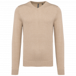 Pull col V homme K965 - Beige heather personnalisable - Vue de face