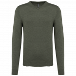Pull col V homme K965 - Green Marble Heather personnalisable - Vue de face