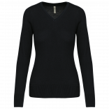Pull col V femme K966 - Black personnalisable - Vue de face