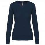 Pull col V femme K966 - Navy personnalisable - Vue de face
