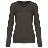 Pull col V femme K966 - Dark Grey personnalisable - Vue de face