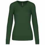 Pull col V femme K966 - Forest Green personnalisable - Vue de face