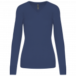 Pull col V femme K966 - Deep Blue personnalisable - Vue de face