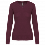 Pull col V femme K966 - Wine personnalisable - Vue de face