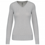 Pull col V femme K966 - Grey Melange personnalisable - Vue de face