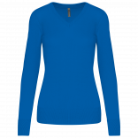 Pull col V femme K966 - Light Royal Blue personnalisable - Vue de face