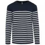 Pull marin homme K989 - Striped Navy / Off White personnalisable - Vue de face