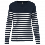 Pull marin femme K990 - Striped Navy / Off White personnalisable - Vue de face