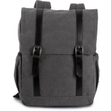 Sac à dos en toile à rabat KI0143 - Washed Dark Grey personnalisable - Vue de face