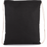 Petit sac à dos en coton bio avec cordelettes KI0147 - Black personnalisable - Vue de face