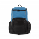 Sac à dos de sport recyclé avec porte-objets KI0176 - Light royal blue / Black personnalisable - Vue de face