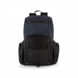 Sac à dos de sport recyclé avec porte-objets KI0176 - Navy / Black personnalisable - Vue de face