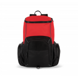 Sac à dos de sport recyclé avec porte-objets KI0176 - Red / Black personnalisable - Vue de face