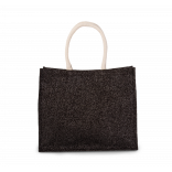Sac de plage en jute KI0219 - Black / Silver personnalisable - Vue de face