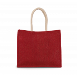 Sac de plage en jute KI0219 - Cherry Red / Gold personnalisable - Vue de face