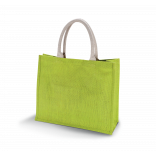 Sac de plage en jute KI0219 - Lime personnalisable - Vue de face