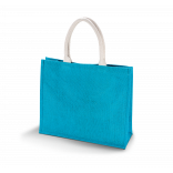 Sac de plage en jute KI0219 - Turquoise personnalisable - Vue de face