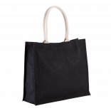 Sac de plage en jute KI0219 - Black personnalisable - Vue de face